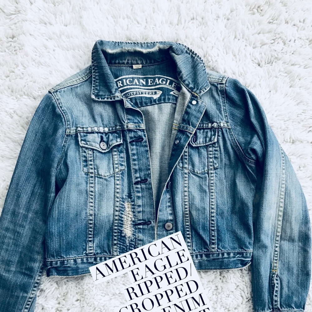 Cropped, ripped denim jacket